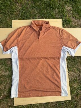 Nike Men's Short-Sleeve Polo in Burnt Orange and White